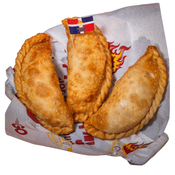Three golden, crispy empanadas
