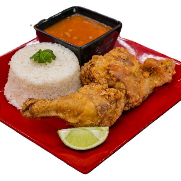 lunch 1 white rice with fried chicken and beans